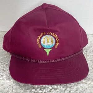 Vintage YoungAn McDonalds Championship Burgundy Red Golf Hat SnapBack